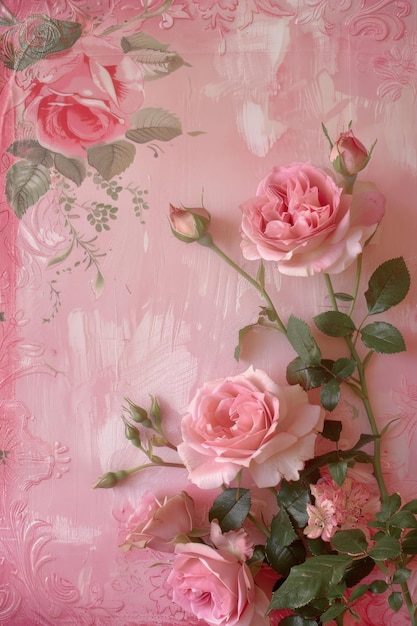 Elegantes rosas rosadas en un fondo rosado vibrante Concepto de belleza floral