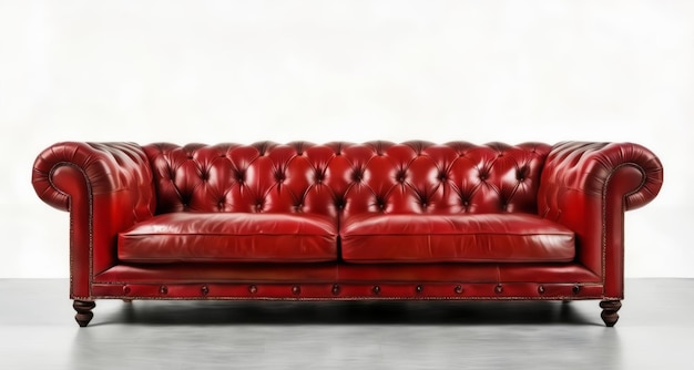 Foto elegantes rotes ledersofa, perfekt für ein luxuriöses wohnzimmer