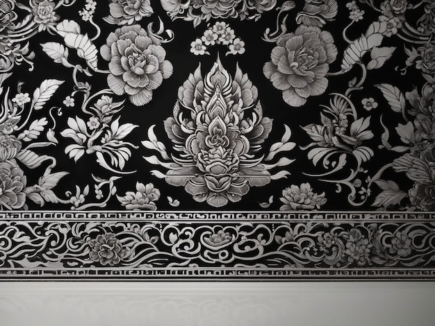 Elegantes schwarz-weißes thailändisches Muster