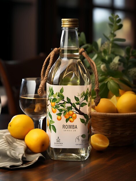 Foto elegantes serbios rakija ciruelas frutas cestas de mimbre colores de la naturaleza cyr diseño de fondo de tendencia