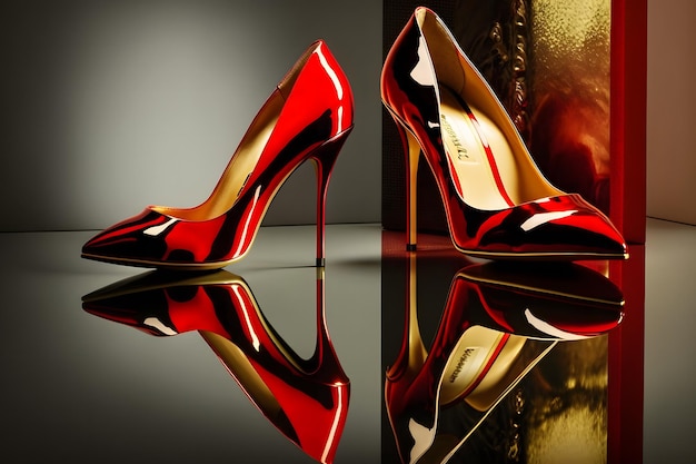 Elegantes tacones de aguja rojos de moda Red neuronal generada por IA