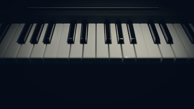 Elegantes teclas de piano sobre fondo negro Armonía musical y elegancia 3d render