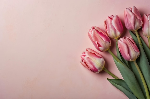 Elegantes tulipanes rosados sobre un fondo pastel