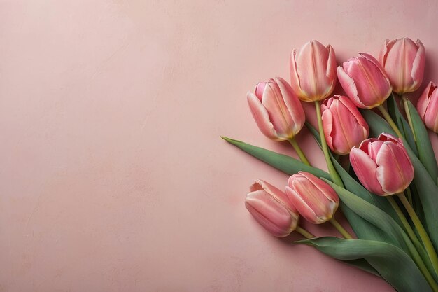 Elegantes tulipanes rosados sobre un fondo pastel