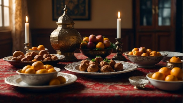 Elegantes Vintage-Essen Ein Kerzenfest zum Eid al Adha