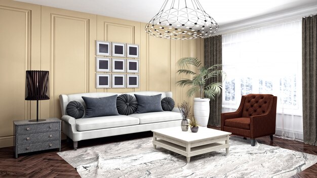 Elegantes Wohnzimmer Interieur