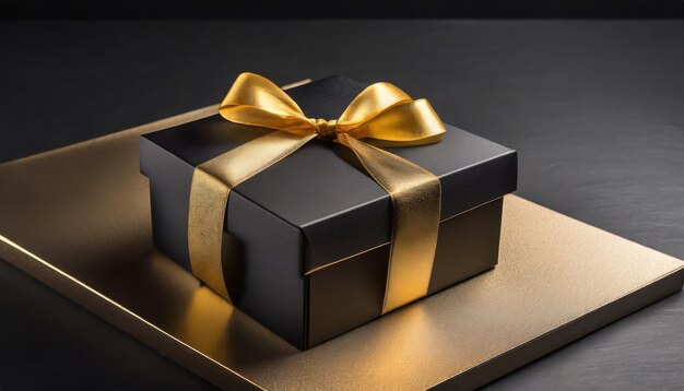 Eleganz in der Dunkelheit Schwarze Kiste mit goldenem Band