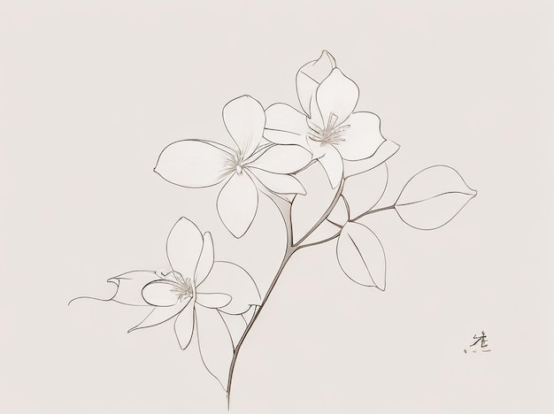 Eleganz in Linien Arabischer Jasmin Eine abstrakte Blume in durchgehender Strichzeichnung