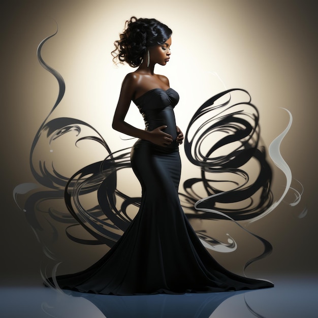 Eleganz in Monochrom feiert die raffinierte Silhouette einer schwarzen Frau