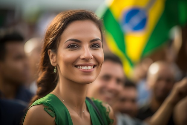 Foto eleitora brasileira em uma secao eleitoral votando