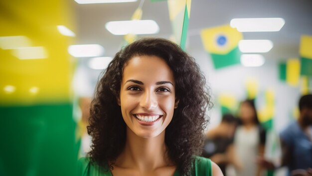 Foto eleitora brasileira em uma secao eleitoral votando