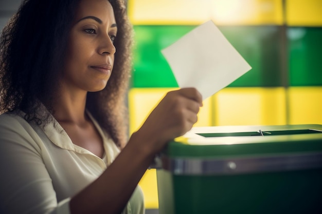 Eleitora brasileira em uma secao Wahlwahl