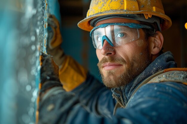 Elektriker bei der Arbeit Porträt eines Elektroingenieurs, der am Bau arbeitet