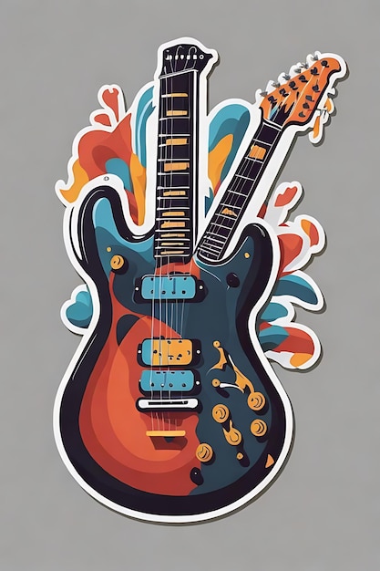 Elektrische Gitarre Flachdesign Aufkleber Vektor kein Hintergrund