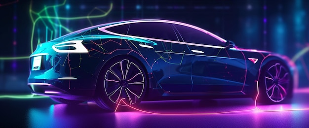 Foto elektrische lichter auto futuristischer bannerhintergrund generative ki