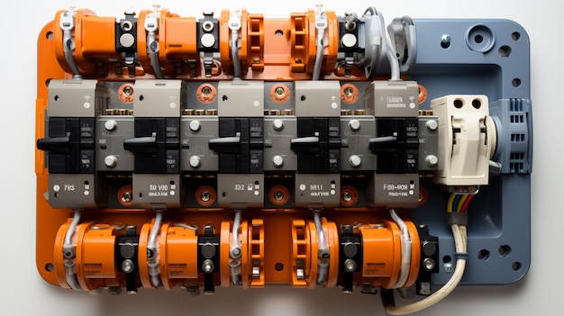 Elektrische Schalttafel isoliert auf weißem Hintergrund