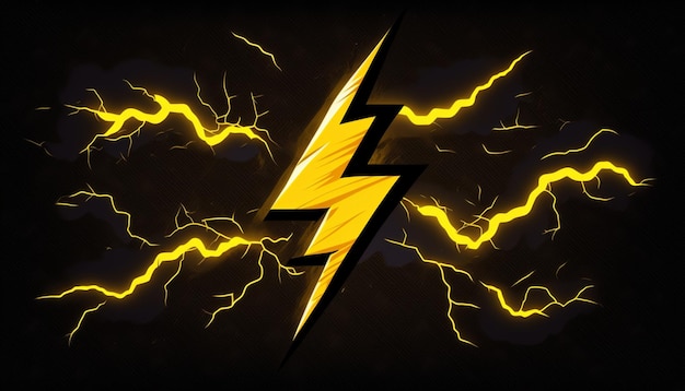 Elektrischer gelber Hintergrund mit Blitzen im Pikachu-Stil