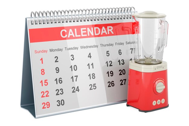 Elektrischer Mixer mit Tischkalender 3D-Rendering