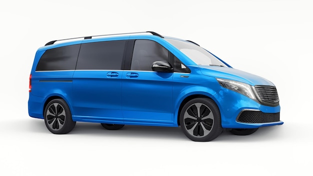 Elektrisches innovatives Minivan-Auto 3D-Modell isoliert auf weißem Hintergrund 3D-Rendering