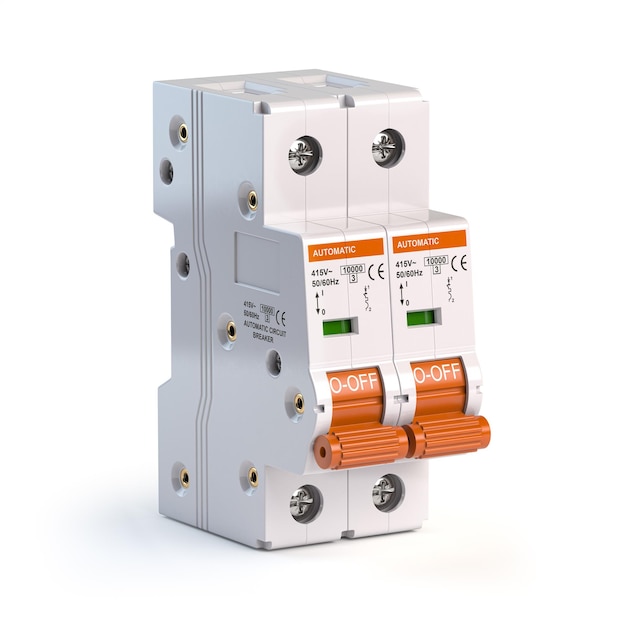 Elektro-Automatik-Schalter, isoliert auf weißem Hintergrund