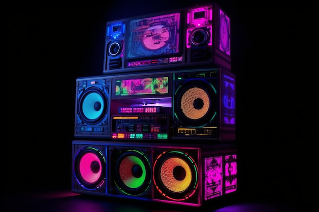 Elektrochromatische Harmonien enthüllen futuristische Farben im UV-Blacklight-Soundsystem-Stil