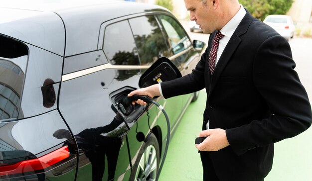 Foto elektrofahrzeug neue erneuerbare energien zum fahren