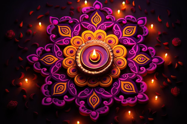 Element de lâmpada de óleo de Diya em chamas Feliz Diwali Símbolo tradicional do festival indiano da luz