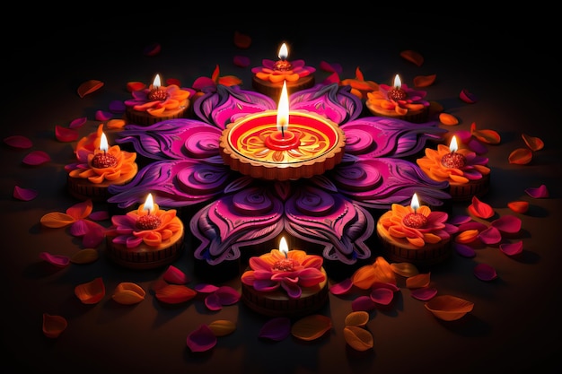Element de lâmpada de óleo de Diya em chamas Feliz Diwali Símbolo tradicional do festival indiano da luz