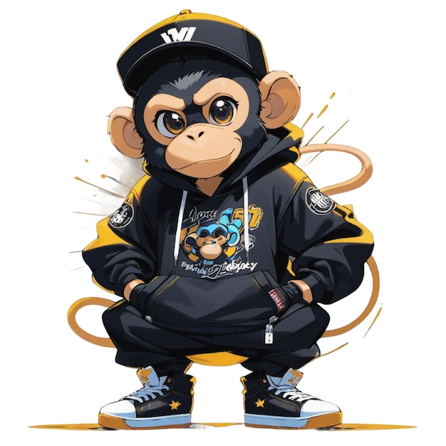 Foto elemento de clip art del diseño artístico de cartoon hip hop monkey