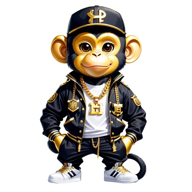 Foto elemento de clip art del diseño artístico de cartoon hip hop monkey