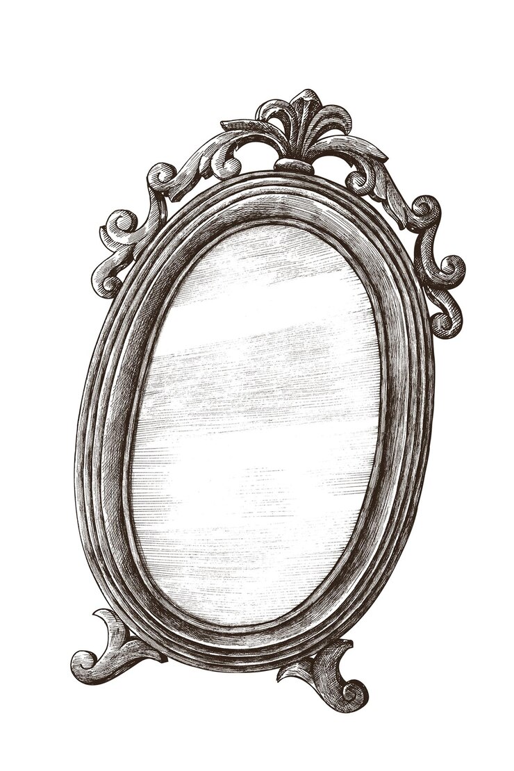 Foto elemento de design de adesivo de espelho vintage desenhado à mão