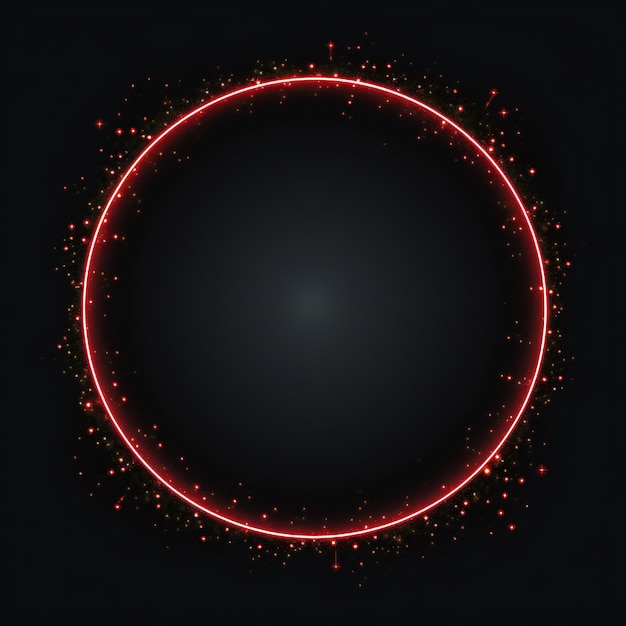 Foto elemento de design de círculo de natal vermelho vazio de estilo plano em fundo preto