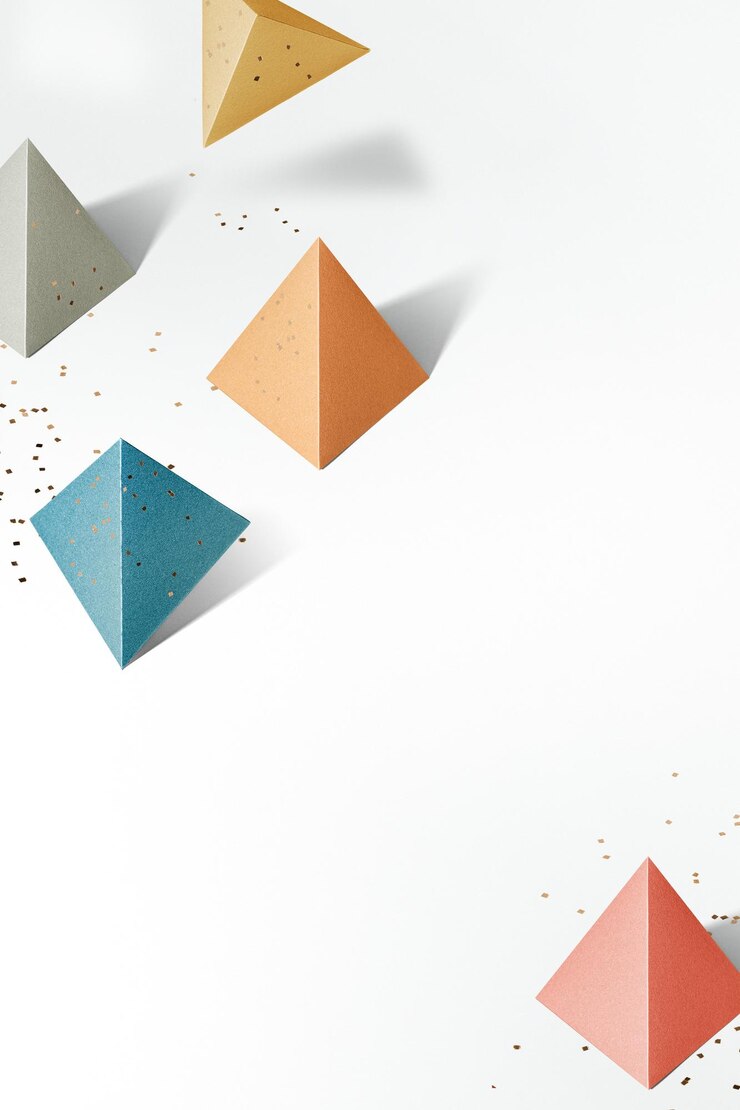 Foto elemento de design de fundo com padrão de pentaedro de papel artesanal colorido 3d
