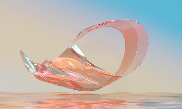 Elemento de design de fundo de onda curva de fundo abstrato holográfico para renderização em 3d de banner