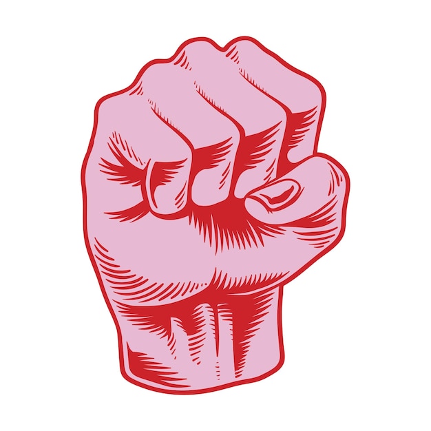 Elemento de design do adesivo de punho rosa desenhado à mão