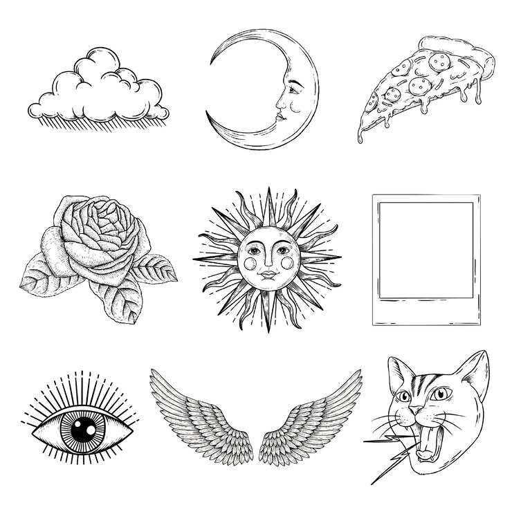 Foto elemento de design do conjunto de adesivos de desenho