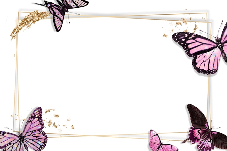 Foto elemento de design do quadro de borboleta rosa retangular