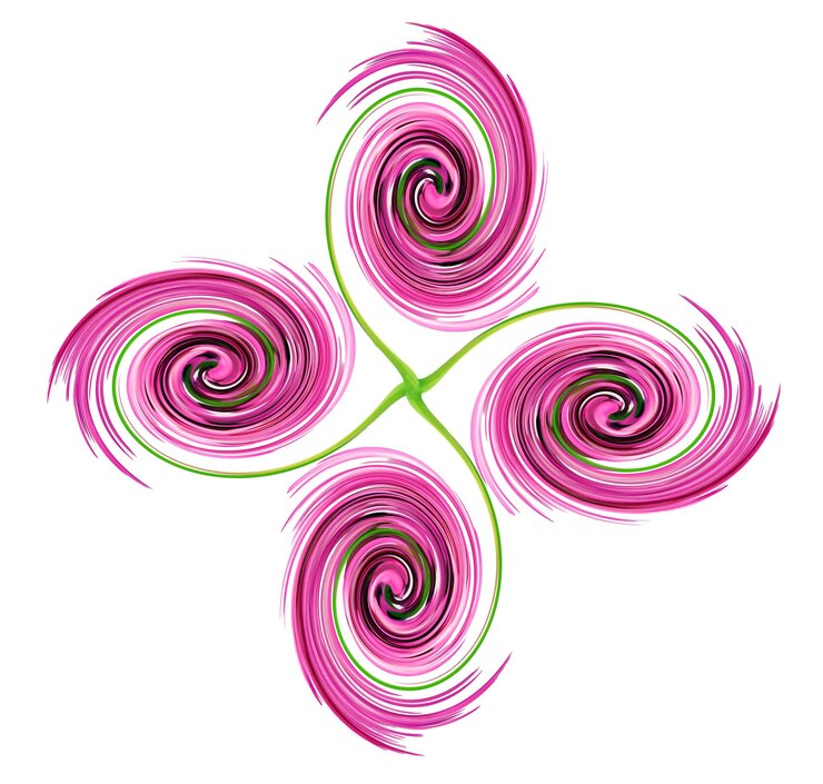 Foto elemento de design, flor fantástica, redemoinho espiral roxo em branco, transições de cores, lindas