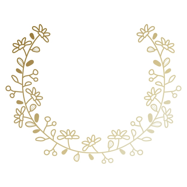Elemento de logotipo botânico png clipart desenho floral dourado em fundo transparente