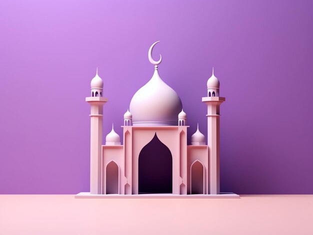 elemento de mesquita islâmica 3d em fundo minimalista