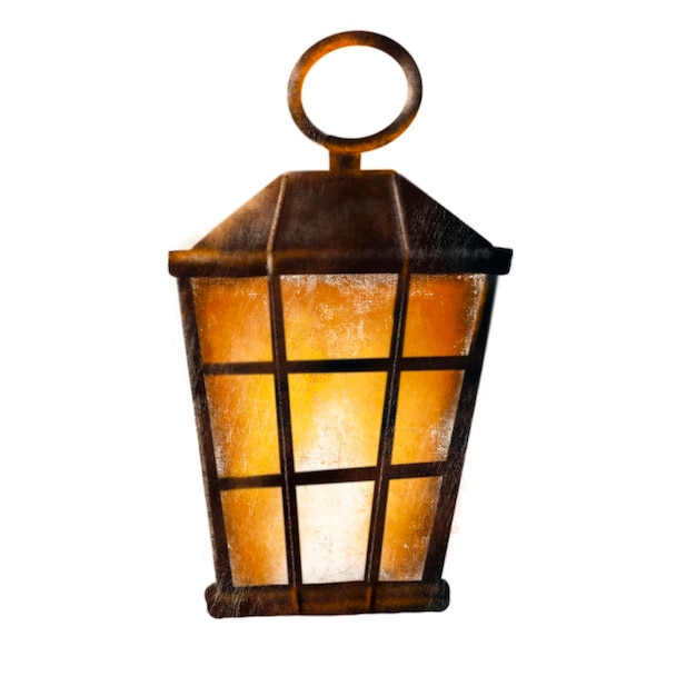 Elemento de decoración de linterna vintage dibujado a mano ilustración acuarela clipart