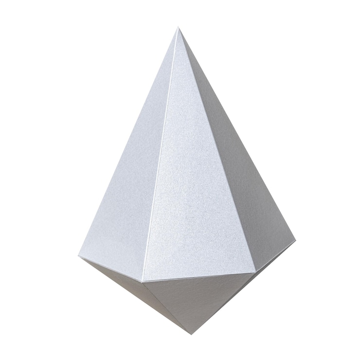 Foto elemento de diseño de artesanía de papel de bipirámide hexagonal asimétrica plateada en 3d