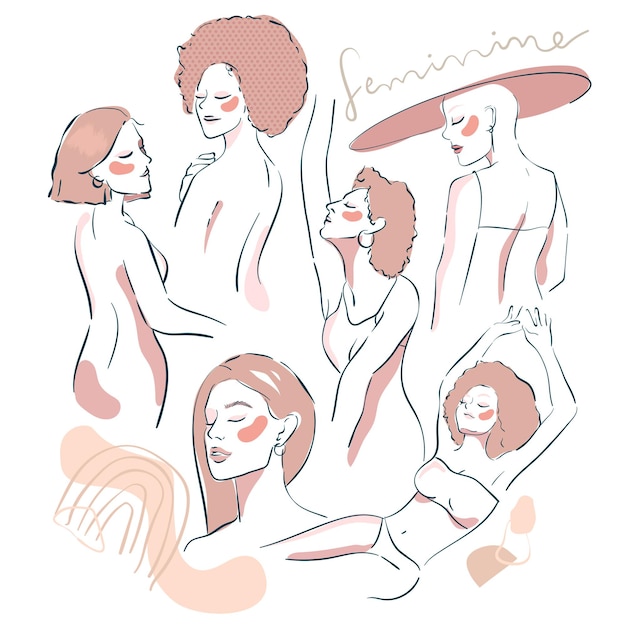 Elemento de diseño artístico de línea femenina beige