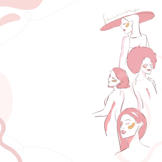 Elemento de diseño artístico de línea femenina rosada