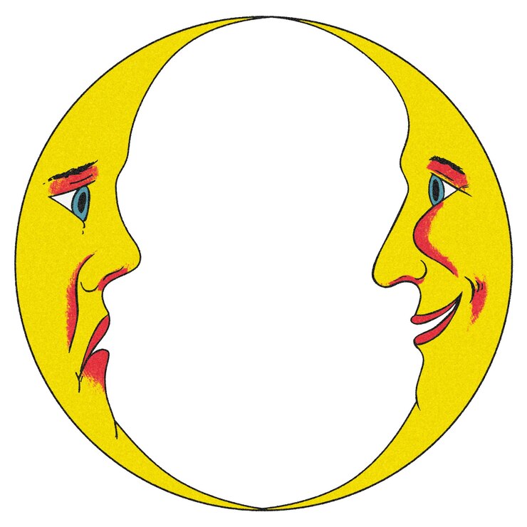 Elemento de diseño de la cara de la luna de doble media luna celestial