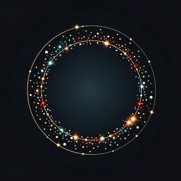El elemento de diseño del círculo de Navidad vacío de estilo plano sobre fondo negro
