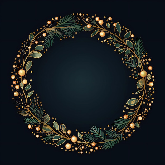 Foto el elemento de diseño del círculo de navidad vacío de estilo plano sobre fondo negro