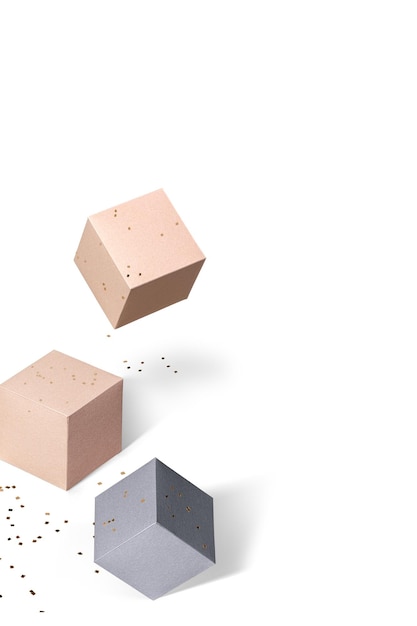 Elemento de diseño cúbico de artesanía de papel rosa 3D
