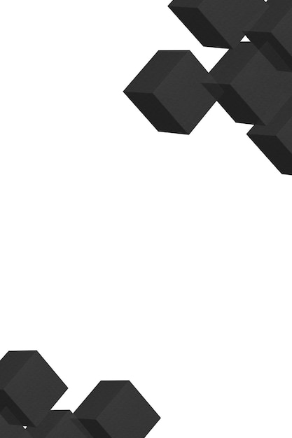 Elemento de diseño de fondo con patrones cúbicos de papel negro 3D