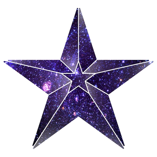 Elemento de diseño geométrico en forma de corazón con patrón de galaxia púrpura